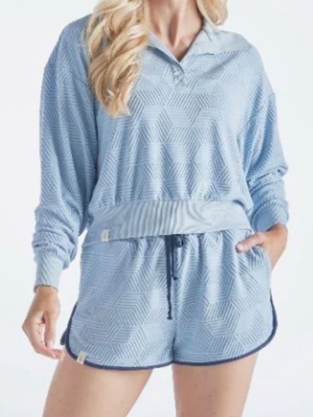 simply southern ice blue terry cloth crop pullover